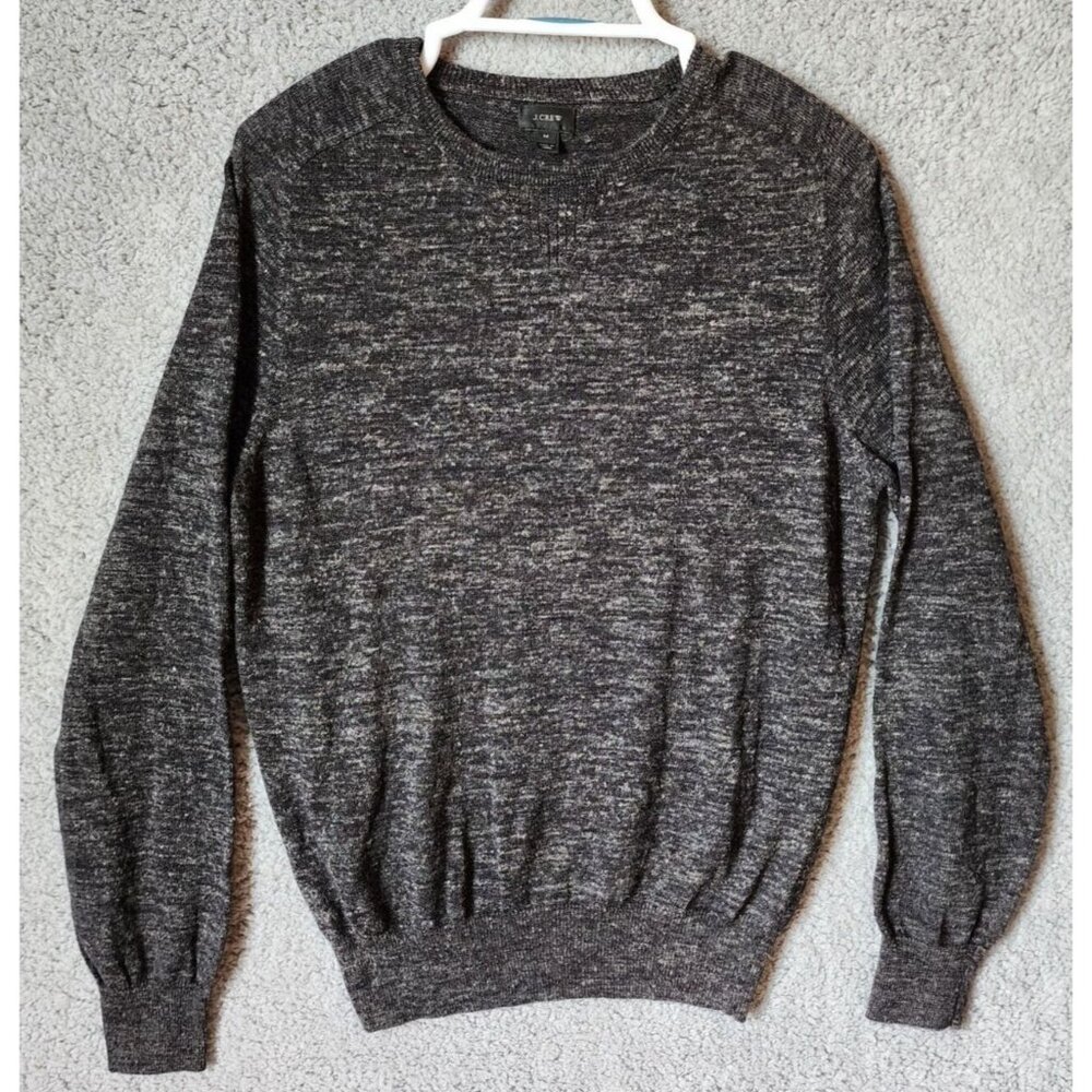 J. Crew Sedona Heather Gray Pullover Sweater Size Medium Linen Wool‎ Alpaca